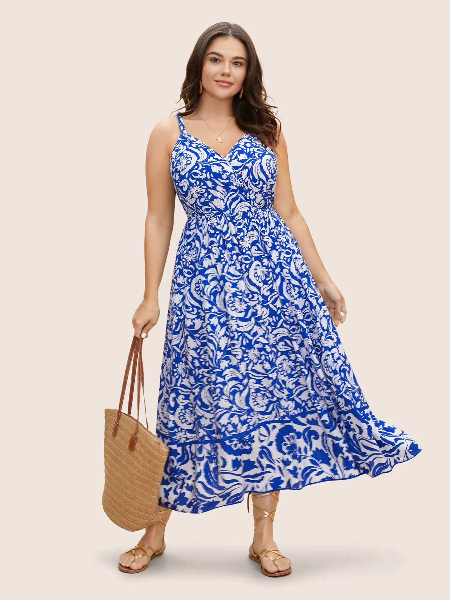 Rayon Boho Print Wrap Cami Dress sold by Bloomchic