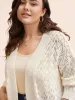 Kimono Collar Patch Pocket Pointelle Knit Cardigan sold by Bloomchic