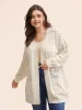 Kimono Collar Patch Pocket Pointelle Knit Cardigan sold by Bloomchic