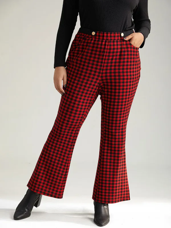 Gingham Bootcut Split Hem Metal Detail Pants sold by Bloomchic