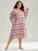 Christmas Elk Hooded Drawstring Pocket Sleep Dress sold by Bloomchic