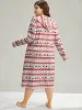 Christmas Elk Hooded Drawstring Pocket Sleep Dress sold by Bloomchic