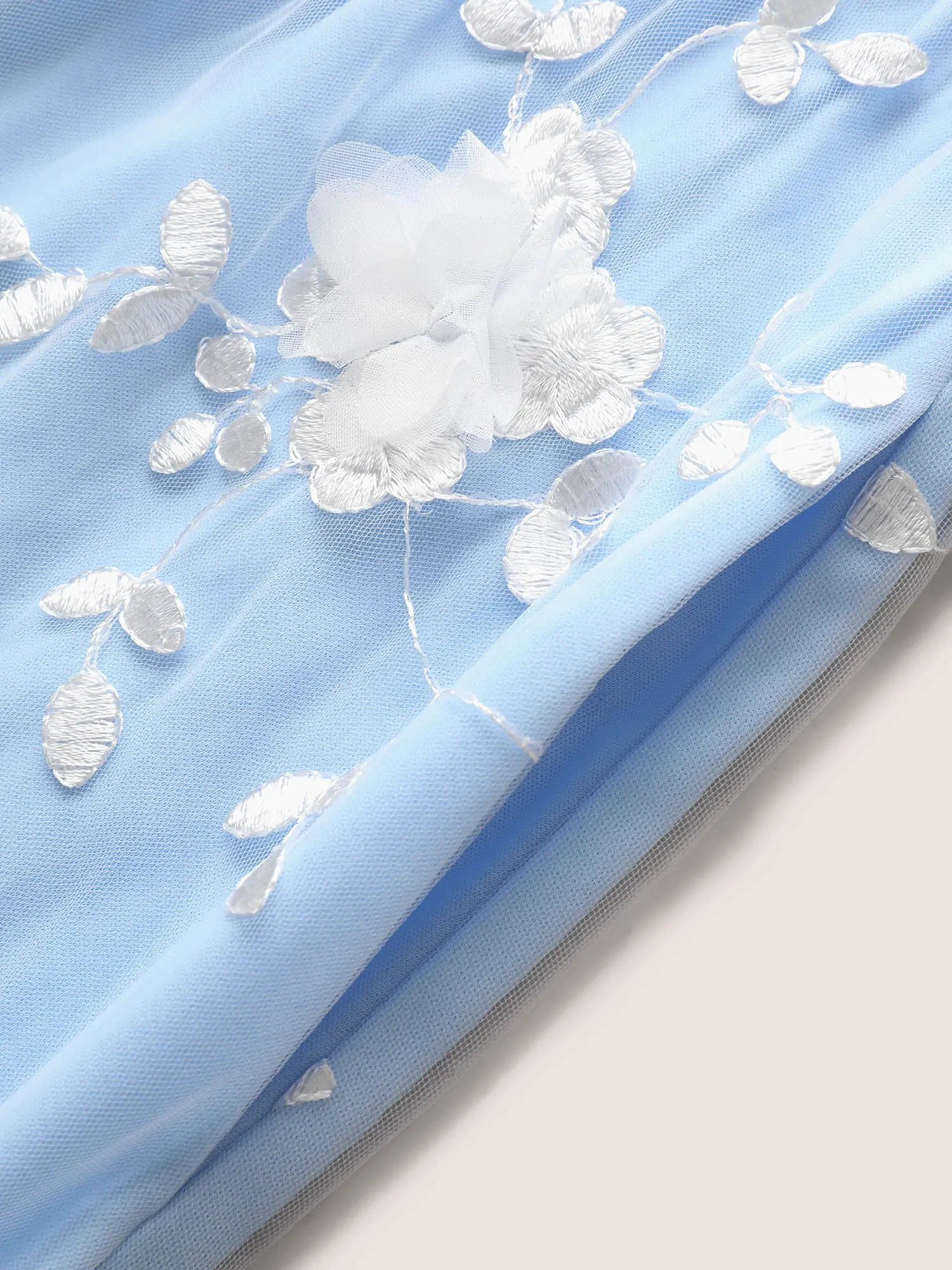 Mesh Floral Embroidered Woven Ribbon Cami Dress sold by Bloomchic product image thumbnail 5