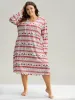 Christmas Elk Hooded Drawstring Pocket Sleep Dress sold by Bloomchic
