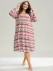 Christmas Elk Hooded Drawstring Pocket Sleep Dress sold by Bloomchic
