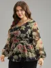 Floral Flutter Hem Elastic Waist Blouse sold by Bloomchic