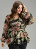 Floral Flutter Hem Elastic Waist Blouse sold by Bloomchic