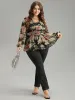 Floral Flutter Hem Elastic Waist Blouse sold by Bloomchic