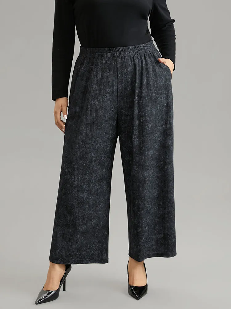 Vintage Heather Elastic Waist Wide Leg Pants sold by Bloomchic