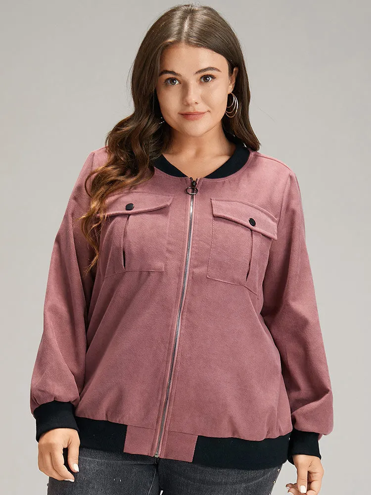 Patchwork Contrast Pocket Zipper Button Detail Jacket sold by Bloomchic product image thumbnail 5