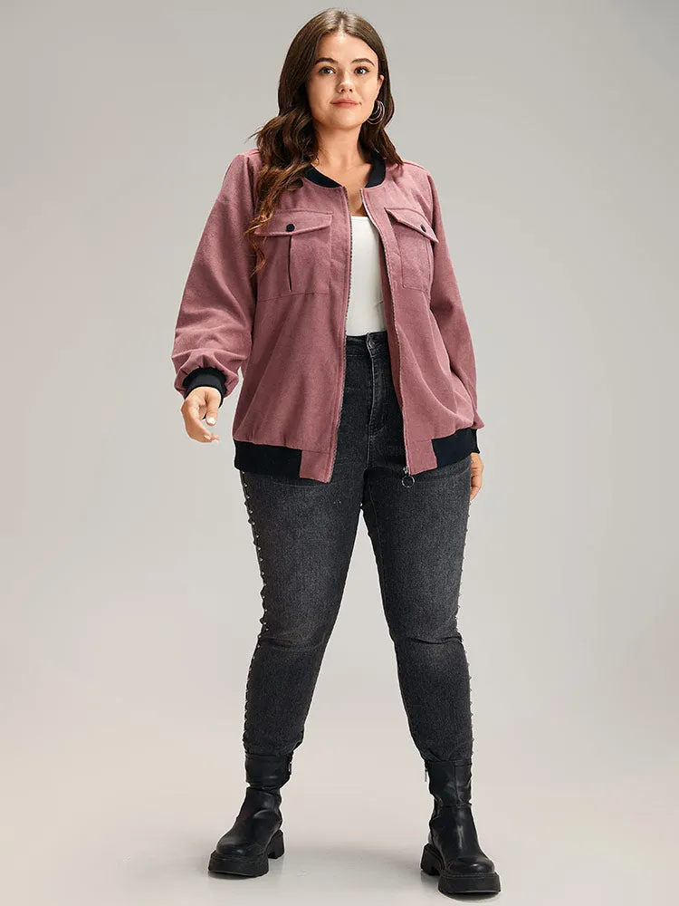 Patchwork Contrast Pocket Zipper Button Detail Jacket sold by Bloomchic product image thumbnail 4