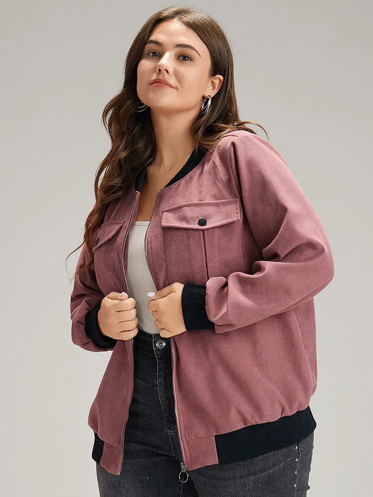 Patchwork Contrast Pocket Zipper Button Detail Jacket sold by Bloomchic product image thumbnail 3