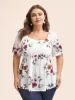 Floral Print Square Neck Gathered Puff Sleeve Blouse sold by Bloomchic