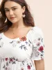 Floral Print Square Neck Gathered Puff Sleeve Blouse sold by Bloomchic