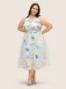 Overlap Collar Watercolor Floral Sleeveless Dress sold by Bloomchic