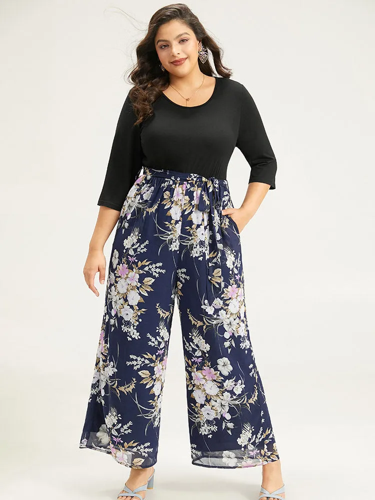 Floral Patchwork Belted Jumpsuit sold by Bloomchic product image thumbnail 2