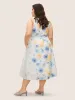 Overlap Collar Watercolor Floral Sleeveless Dress sold by Bloomchic