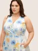 Overlap Collar Watercolor Floral Sleeveless Dress sold by Bloomchic