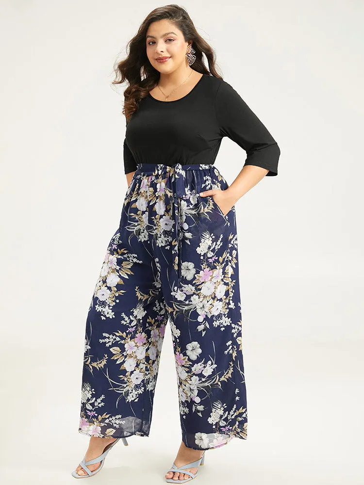 Floral Patchwork Belted Jumpsuit sold by Bloomchic product image thumbnail 3