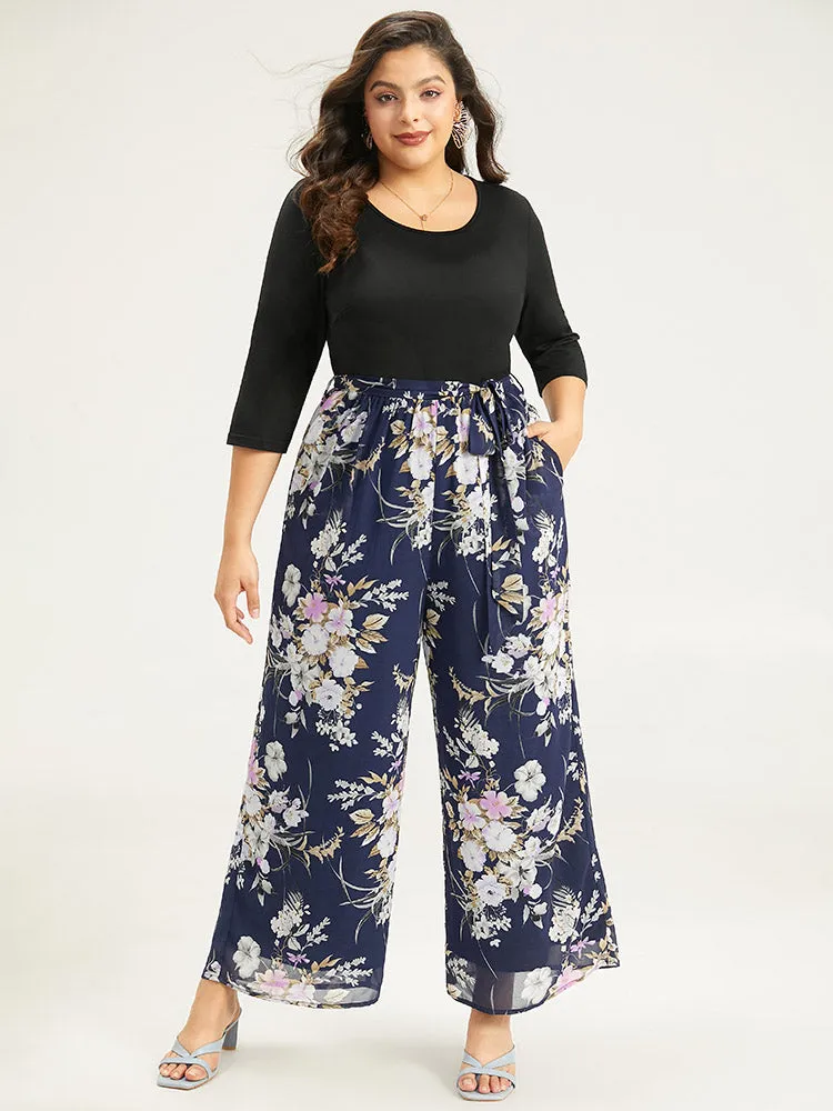 Floral Patchwork Belted Jumpsuit sold by Bloomchic