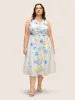 Overlap Collar Watercolor Floral Sleeveless Dress sold by Bloomchic