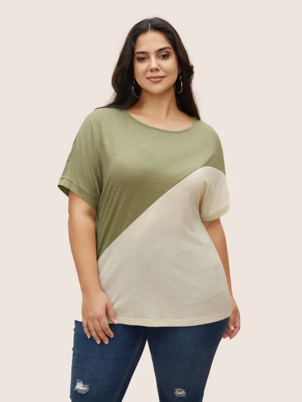 Two Tone Heather Batwing Sleeve T-shirt sold by Bloomchic