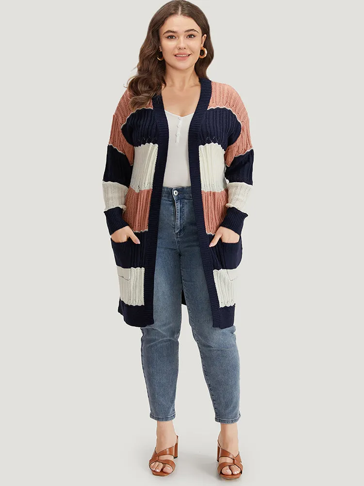 Colorblock Contrast Eyelet Open Front Cardigan sold by Bloomchic product image thumbnail 5