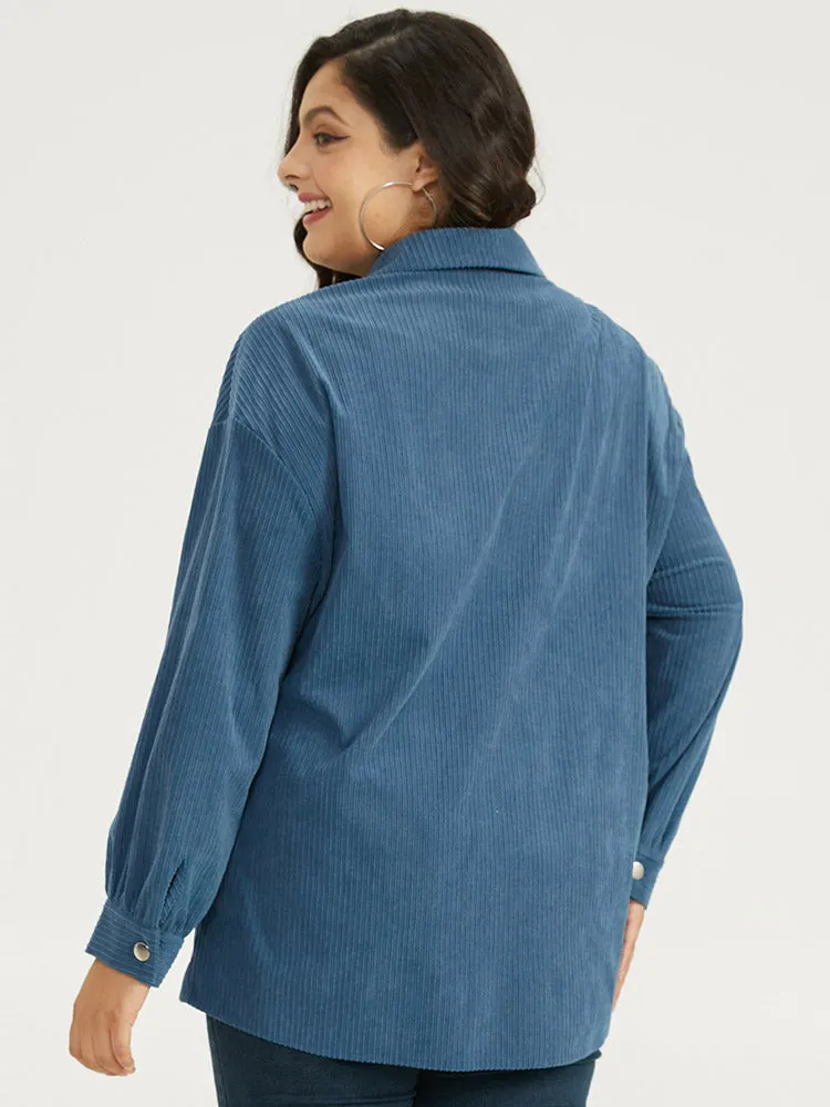 Two Tone Flap Pocket Button Up Corduroy Coat sold by Bloomchic product image thumbnail 2