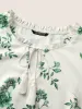 Floral Print Frill Trim Ties Tassels Blouse sold by Bloomchic
