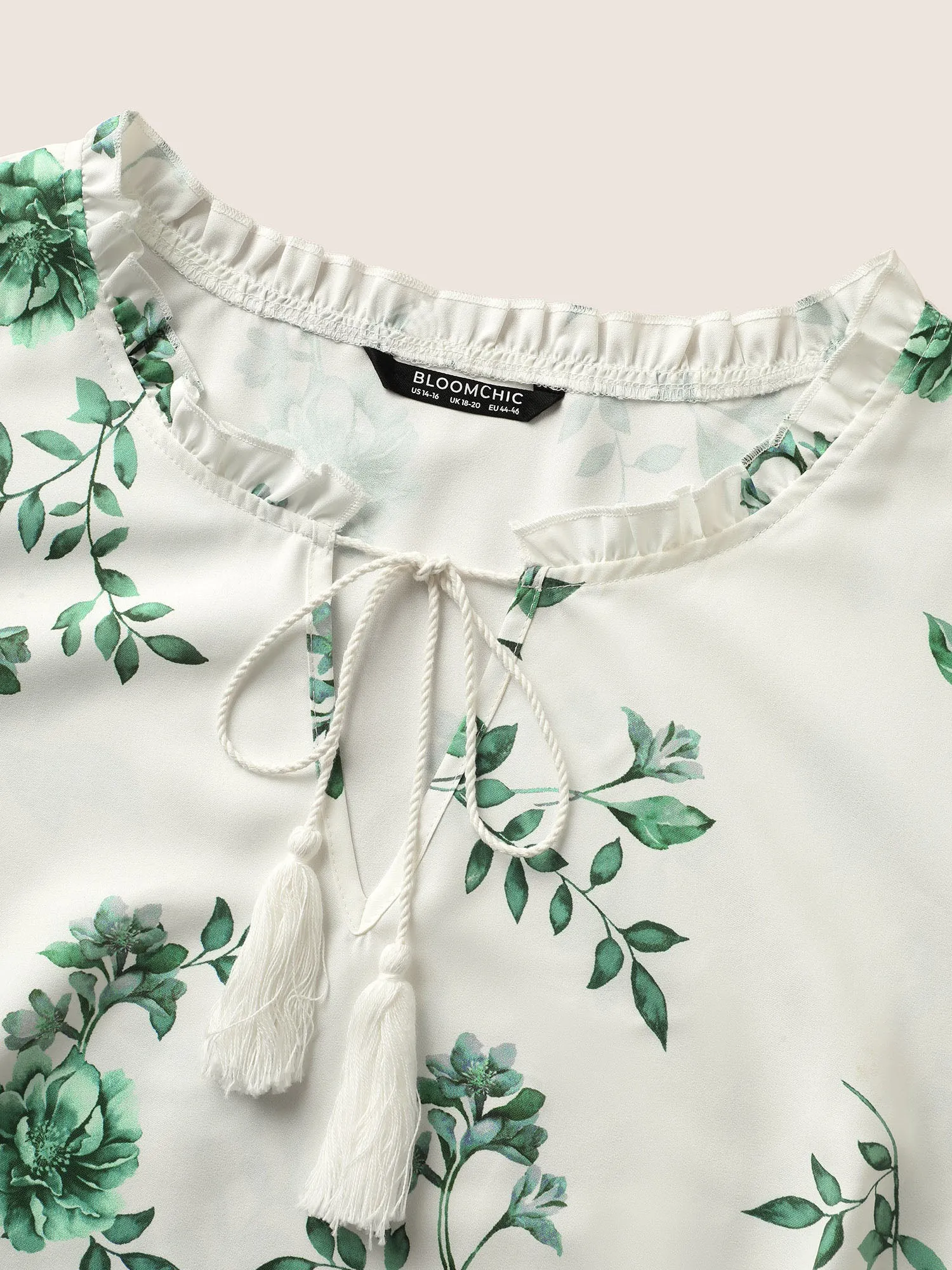 Floral Print Frill Trim Ties Tassels Blouse sold by Bloomchic product image thumbnail 5
