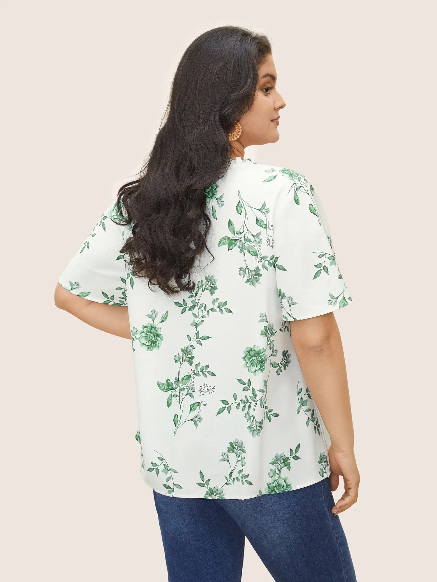 Floral Print Frill Trim Ties Tassels Blouse sold by Bloomchic product image thumbnail 4