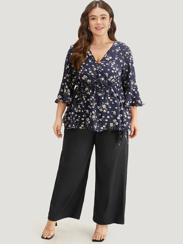 Floral Wrap Flutter Sleeve Woven Blouse sold by Bloomchic product image thumbnail 5