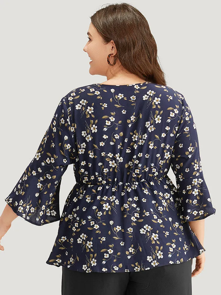 Floral Wrap Flutter Sleeve Woven Blouse sold by Bloomchic product image thumbnail 2