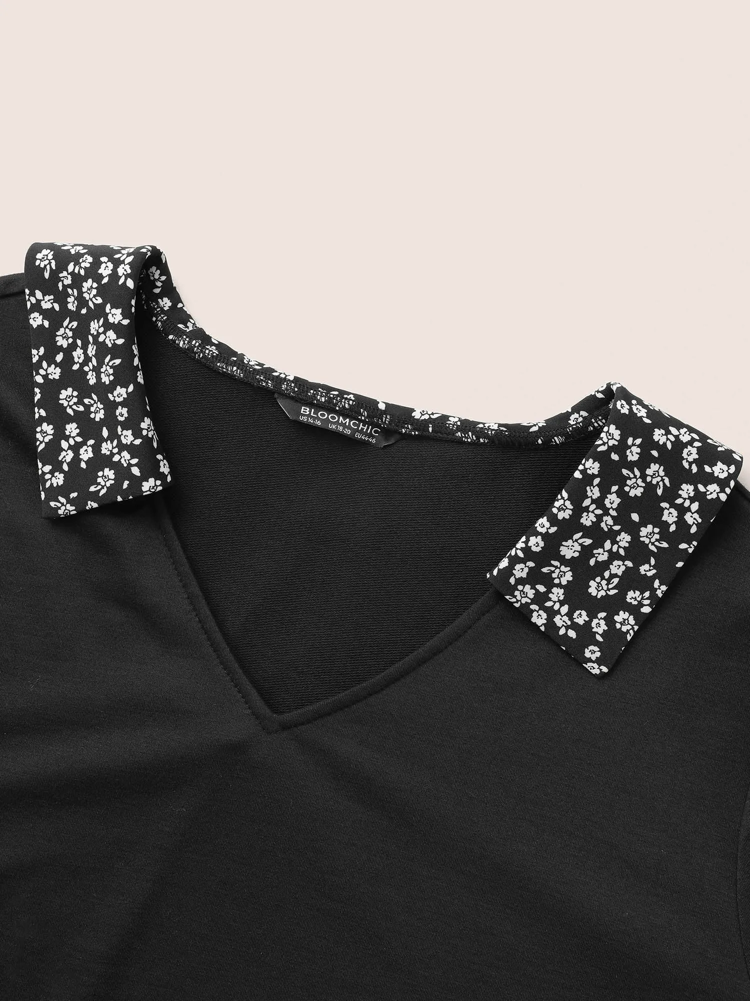 Ditsy Floral Patchwork Shirt Collar Sweatshirt sold by Bloomchic product image thumbnail 5