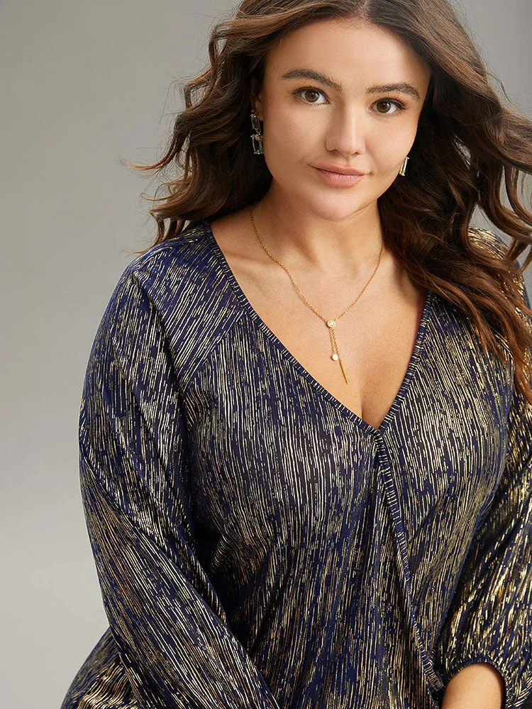 Glitter Galaxy Wrap Lantern Sleeve Blouse sold by Bloomchic product image thumbnail 4