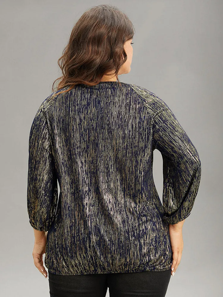 Glitter Galaxy Wrap Lantern Sleeve Blouse sold by Bloomchic product image thumbnail 2
