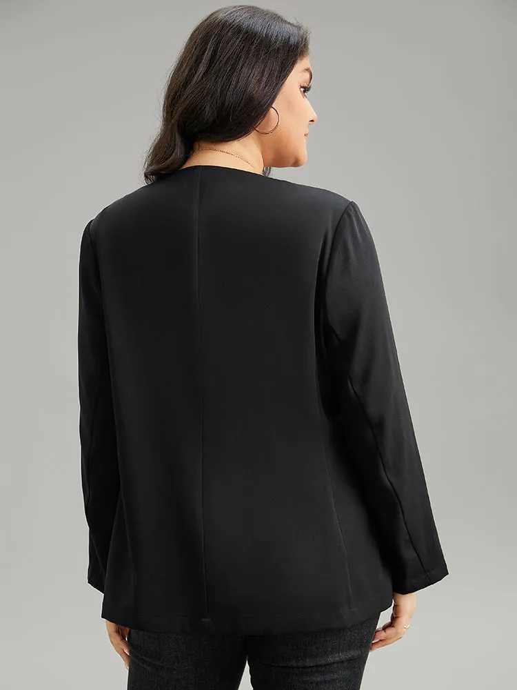 Solid Zipper Fly Pocket Blazer sold by Bloomchic product image thumbnail 2