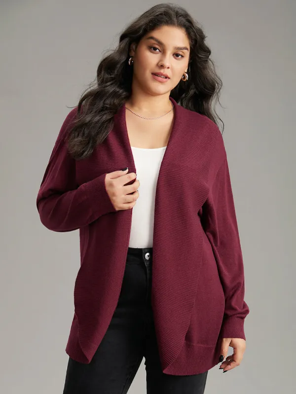 Supersoft Essentials Plain Texture Arc Hem Cardigan sold by Bloomchic