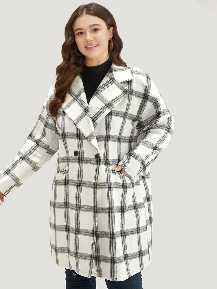 Plaid Lapel Collar Button Up Coat sold by Bloomchic