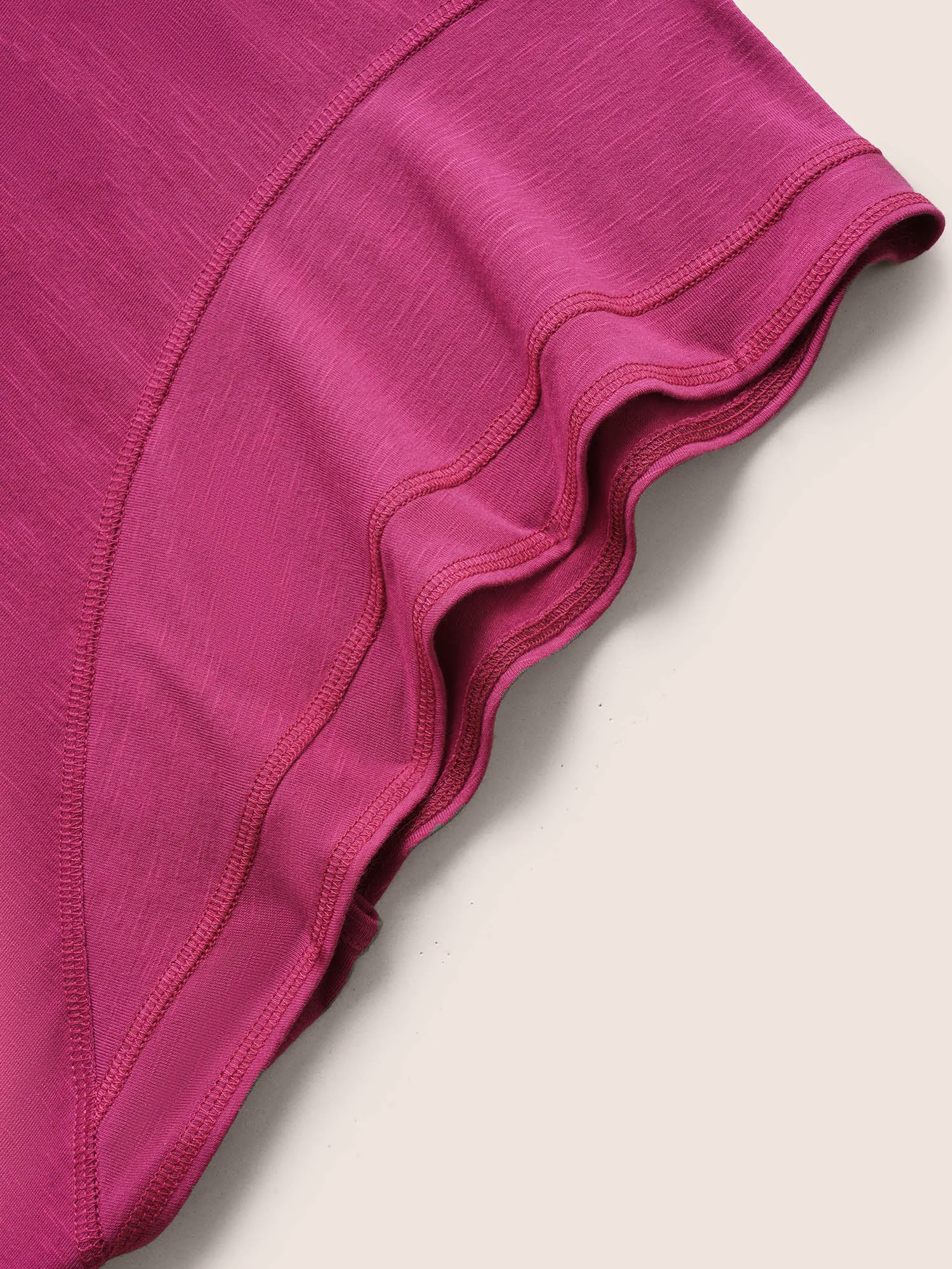 Crew Neck Solid Ruffle Cap Sleeve T-shirt sold by Bloomchic product image thumbnail 5