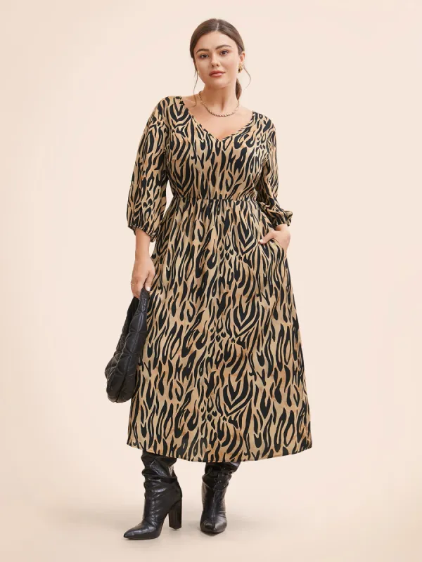 Leopard Print Tie Knot Lantern Sleeve Dress sold by Bloomchic