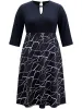 Geometric Contrast Keyhole Elastic Waist Dress sold by Bloomchic