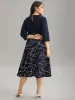 Geometric Contrast Keyhole Elastic Waist Dress sold by Bloomchic