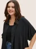 Rayon Shirt Collar Cuffed Sleeve Pocket Blouse sold by Bloomchic