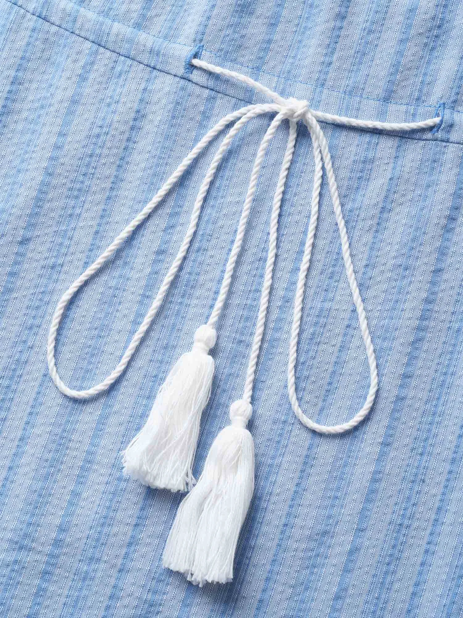 Off Shoulder Striped Frill Trim Tassels Dress sold by Bloomchic product image thumbnail 4