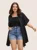 Rayon Shirt Collar Cuffed Sleeve Pocket Blouse sold by Bloomchic