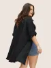 Rayon Shirt Collar Cuffed Sleeve Pocket Blouse sold by Bloomchic