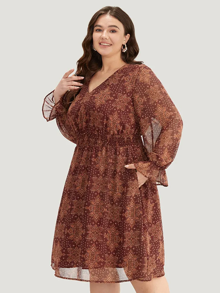 Bandana Print Elastic Waist Flutter Trim Dress sold by Bloomchic product image thumbnail 2