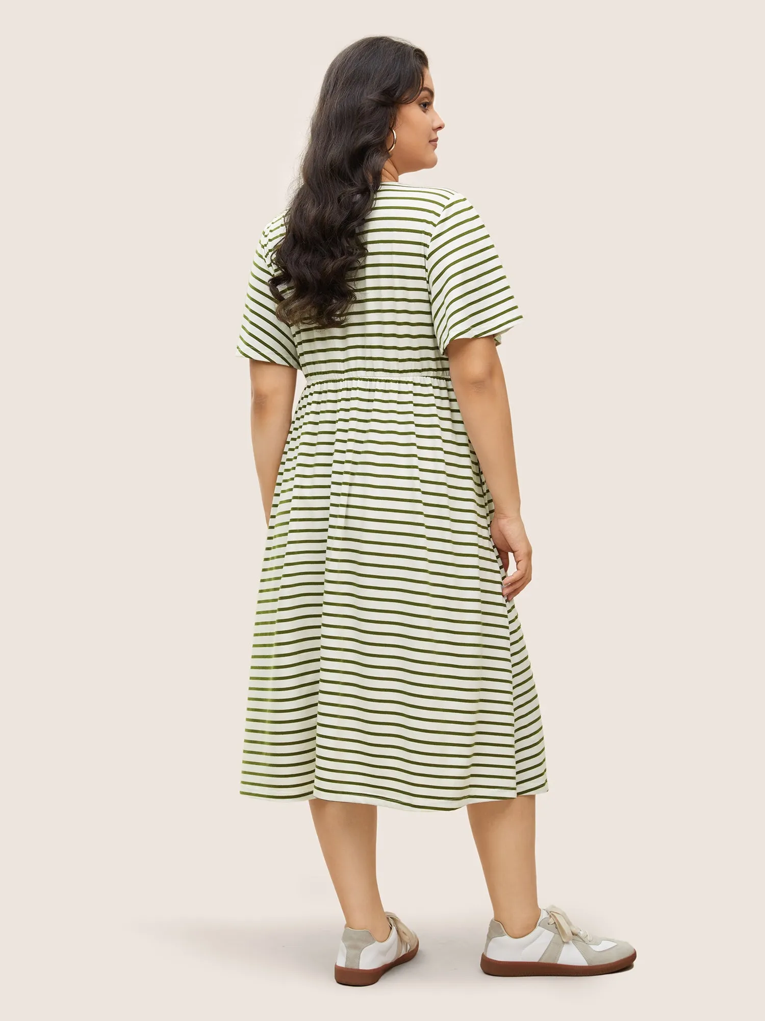 Stripes Round Neck Split Side Pocket Dress sold by Bloomchic product image thumbnail 3