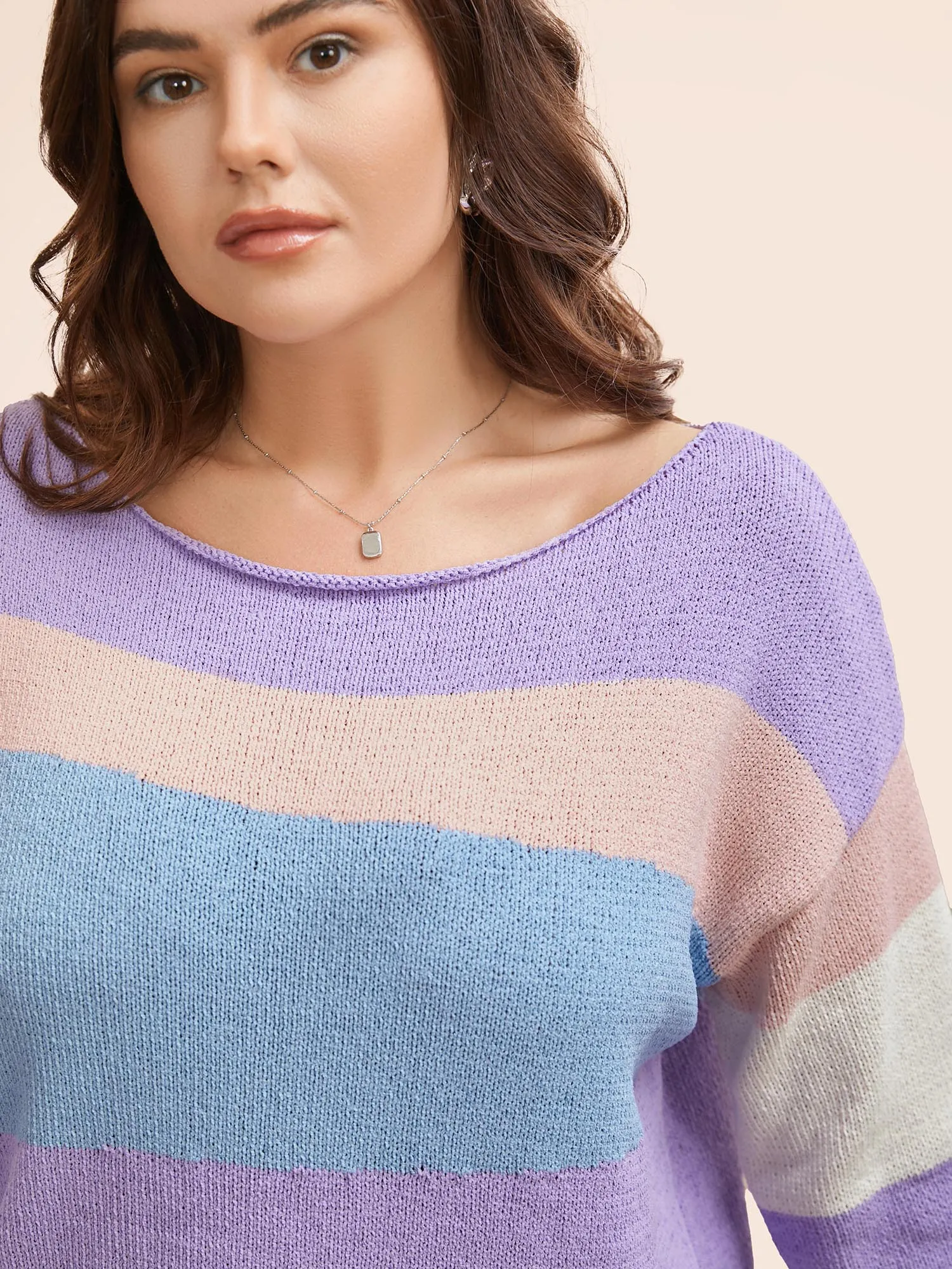 Colorblock Contrast Boat Neck Drop Shoulder Pullover sold by Bloomchic product image thumbnail 4